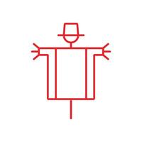 eps10 red vector scarecrow abstract line art icon isolated on white background. stuffed for garden outline symbol in a simple flat trendy modern style for your website design, logo, and mobile app