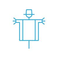 eps10 blue vector scarecrow abstract line art icon isolated on white background. stuffed for garden outline symbol in a simple flat trendy modern style for your website design, logo, and mobile app