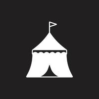 eps10 vector blanco tarifa de carpa de circo icono sólido abstracto aislado sobre fondo negro. símbolo del festival de circo en un estilo moderno y plano simple para el diseño de su sitio web, logotipo y aplicación móvil