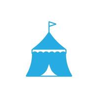 eps10 blue vector circus tent fare abstract solid icon isolated on white background. circus festival symbol in a simple flat trendy modern style for your website design, logo, and mobile application