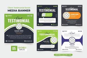 Client testimonial bundle and website review section vector with dark backgrounds. Customer service and business testimonial design collection for websites and businesses. Client testimonial set.