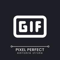 GIF pixel perfect white linear ui icon for dark theme. Graphics interchange format. Vector line pictogram. Isolated user interface symbol for night mode. Editable stroke