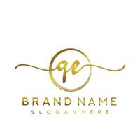 Initial QE handwriting logo with circle hand drawn template vector