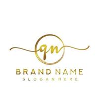 Initial QN handwriting logo with circle hand drawn template vector