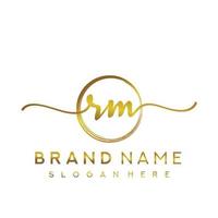 Initial RM handwriting logo with circle hand drawn template vector