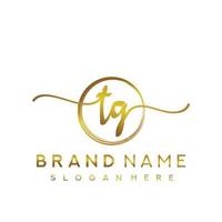 Initial TG handwriting logo with circle hand drawn template vector