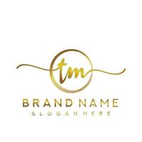 Initial TM handwriting logo with circle hand drawn template vector