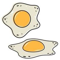 Fried egg, breakfast, cartoon style, color isolated vector illustration