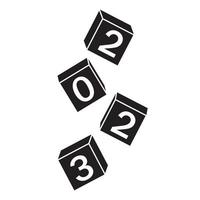 Calendar for Christmas, new year falling cubes with the number 2023, stencil icon, vector illustration