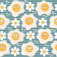 Fried eggs pattern, color vector illustration background