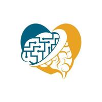 Neurology Logo template design. Digital brain in heart shape logo design. vector