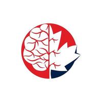 Creative brain and maple leaf logo design. Canada business sign. vector