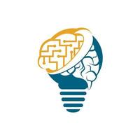 diseño de logotipo de bulbo y cerebro. logo de neurología piensa en el concepto de idea. vector