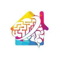diseño del logo de la casa del cerebro digital. logo de neurología piensa en el concepto de idea. vector