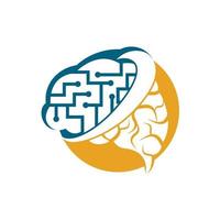 diseño del logotipo de conexión cerebral. plantilla de logotipo de cerebro digital. logo de neurología piensa en el concepto de idea. vector