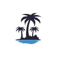 diseño de logo de playa tropical y palmera. diseño creativo del logotipo del vector de la palmera