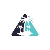 diseño de logo de playa tropical y palmera. diseño creativo del logotipo del vector de la palmera