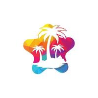 Star Beach and palm tree vector logo. Travel and tourism sign.