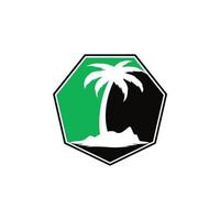 diseño de logo de playa tropical y palmera. diseño creativo del logotipo del vector de la palmera