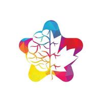 Creative brain and maple leaf logo design. Canada business sign. vector