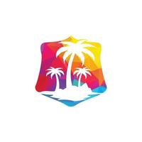 diseño de logo de playa tropical y palmera. diseño creativo del logotipo del vector de la palmera