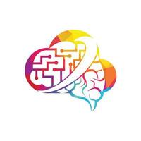 diseño del logotipo de conexión cerebral. plantilla de logotipo de cerebro digital en la nube. logo de neurología piensa en el concepto de idea. vector