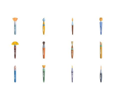 Types of painting and art brushes set