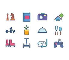 Hobbies and activities icon set vector