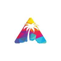 diseño de logo de playa tropical y palmera. diseño creativo del logotipo del vector de la palmera