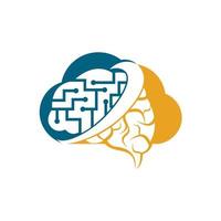 Brain connection logo design. Cloud digital brain logo template. Neurology Logo Think idea concept. vector