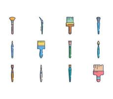 Types of painting and art brushes set vector