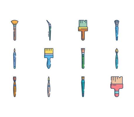 Types of painting and art brushes set