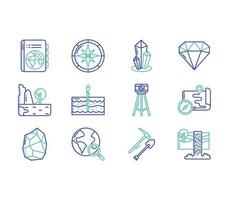 conjunto de iconos de estudio de geografía y geología vector