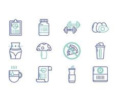 Diet And Nutrition, healthy life icon set vector
