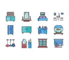 conjunto de iconos de decoración interior y del hogar vector