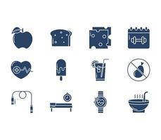 Diet And Nutrition, healthy life icon set vector