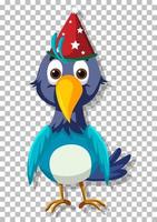 A blue bird wearing party hat vector