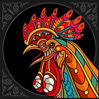 Colorful Rooster mandala arts isolated on black background vector