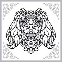 Cabeza de perro artes mandala aislado sobre fondo blanco. vector