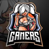 Gamer girls mascot. esport logo design vector