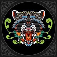 Raccoon mandala arts isolated on black background vector