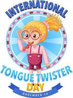 International tongue twister day logo design vector