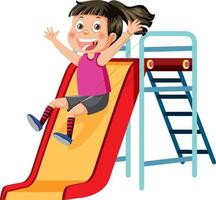 A girl on playground slide vector