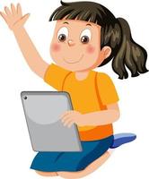 A girl using tablet vector