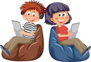 Children learning online vector concept