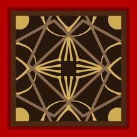 Geometric red and gold pattern design Ideal for silk scarf, kerchief, bandana, neck wear, shawl, hijab, fabric, textile, wallpaper, carpet, blanket, ceramics, or tiles. Artwork for fashion printing. vector