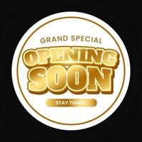 Black gold opening soon template design vector