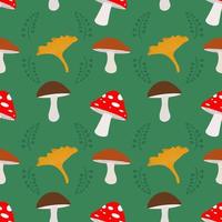 Vector seamless pattern of mushrooms. Autumn pattern. Bright, repetitive texture for the autumn season. Design of postcards, wrapping paper prints, packaging, web design.
