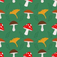 Vector seamless pattern of mushrooms. Autumn pattern. Bright, repetitive texture for the autumn season. Design of postcards, wrapping paper prints, packaging, web design.