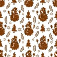 Merry Christmas seamless pattern home decoration design. Cartoon Santa, Christmas tree, Christmas leaves, cute wallpaper. Ornaments vector illustrations background